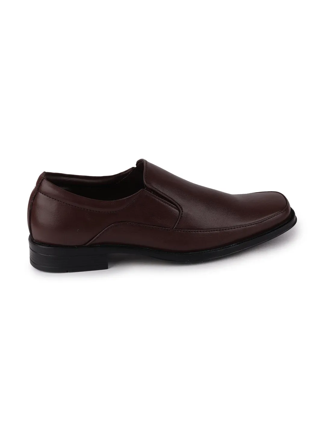 Men Brown Formal Leather Slip-On Shoes