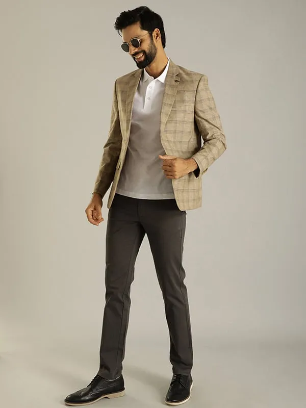 Men Full Sleeve Checked Casual Blazer