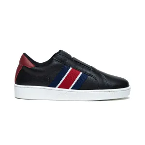 Men's Bishop Black Red Blue Leather Sneakers 01714-915