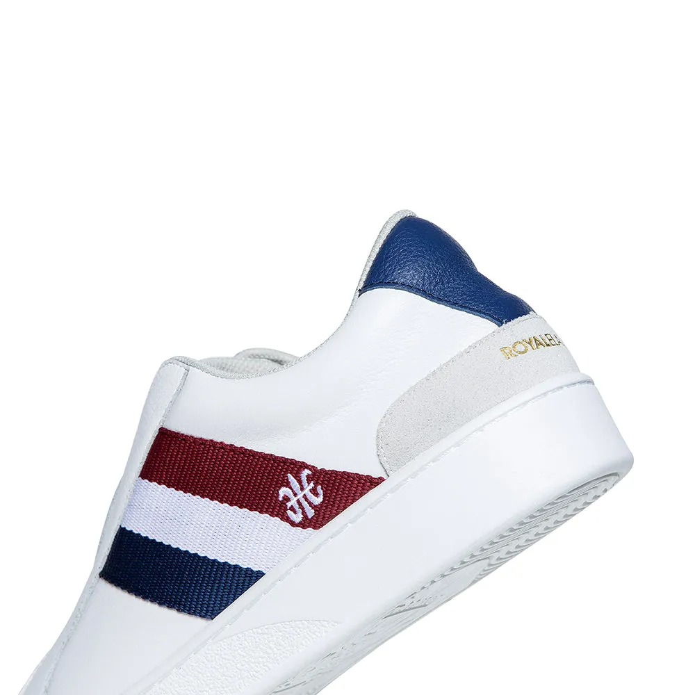 Men's Bishop White Red Blue Leather Sneakers 01711-015