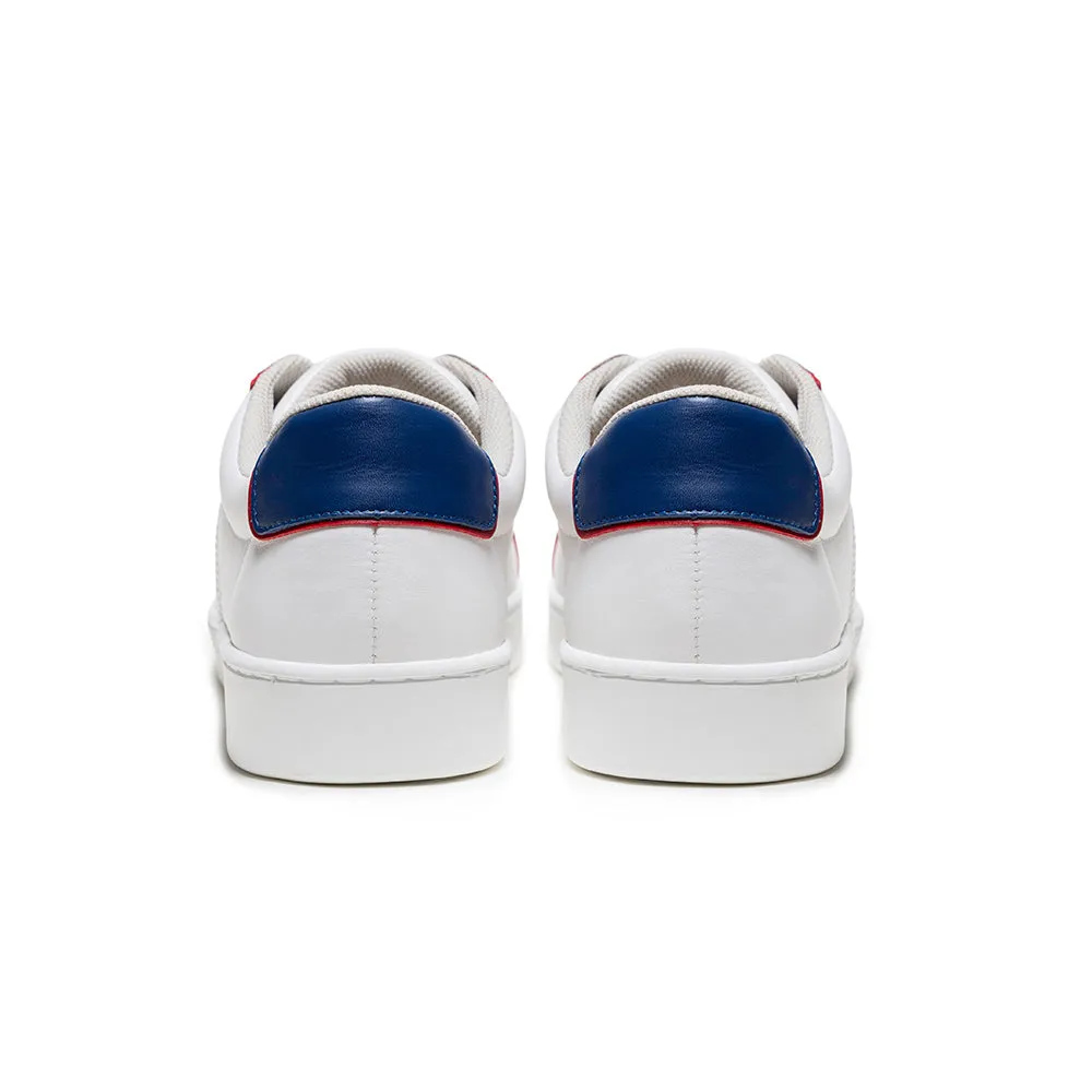 Men's Duca White Blue Red Leather Sneakers 06842-015