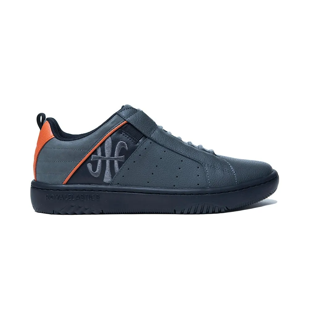 Men's Icon 2.0 Black Gray Orange Logo Leather Sneakers 06514-892