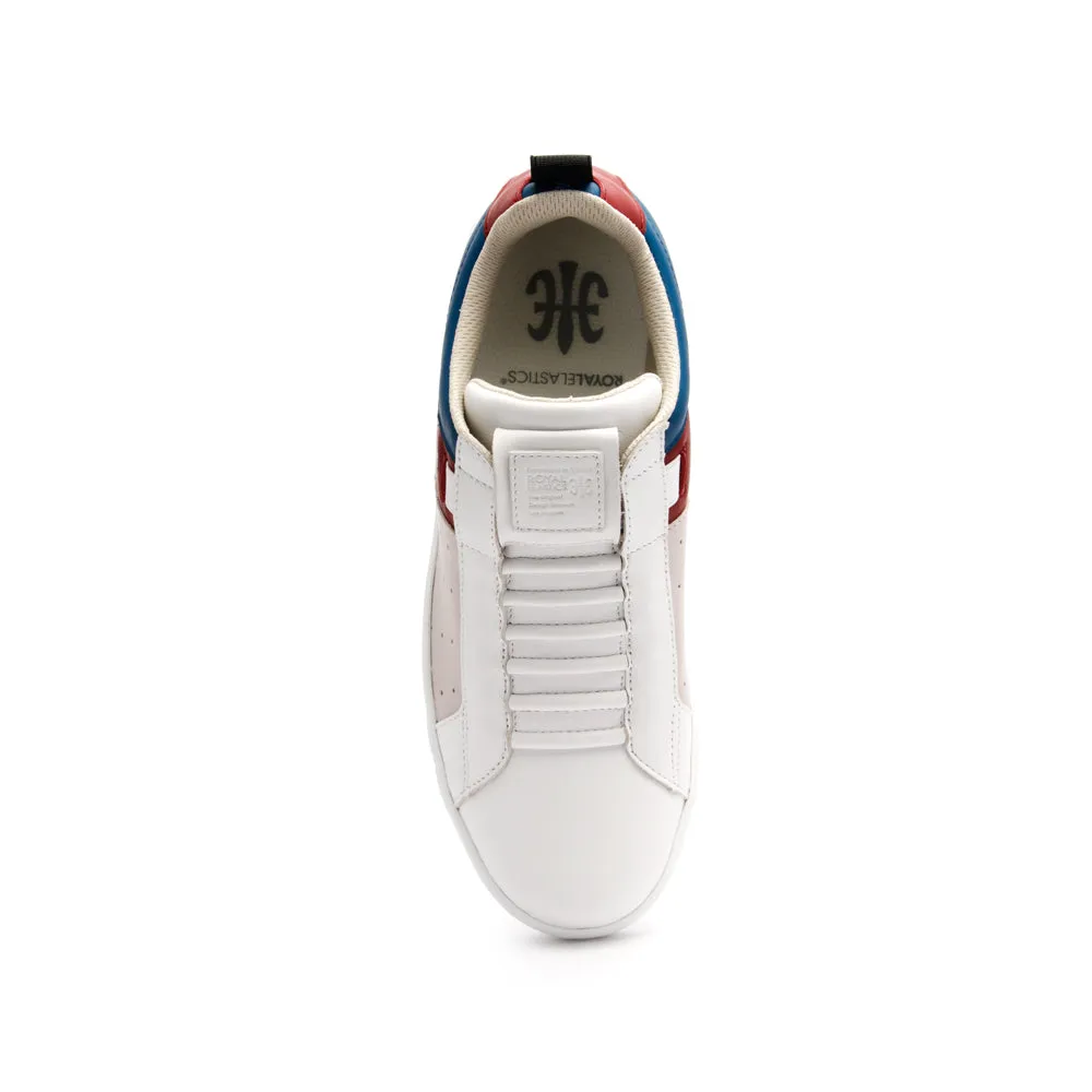 Men's Icon Manhood White Blue Maroon Leather Sneakers 02091-815