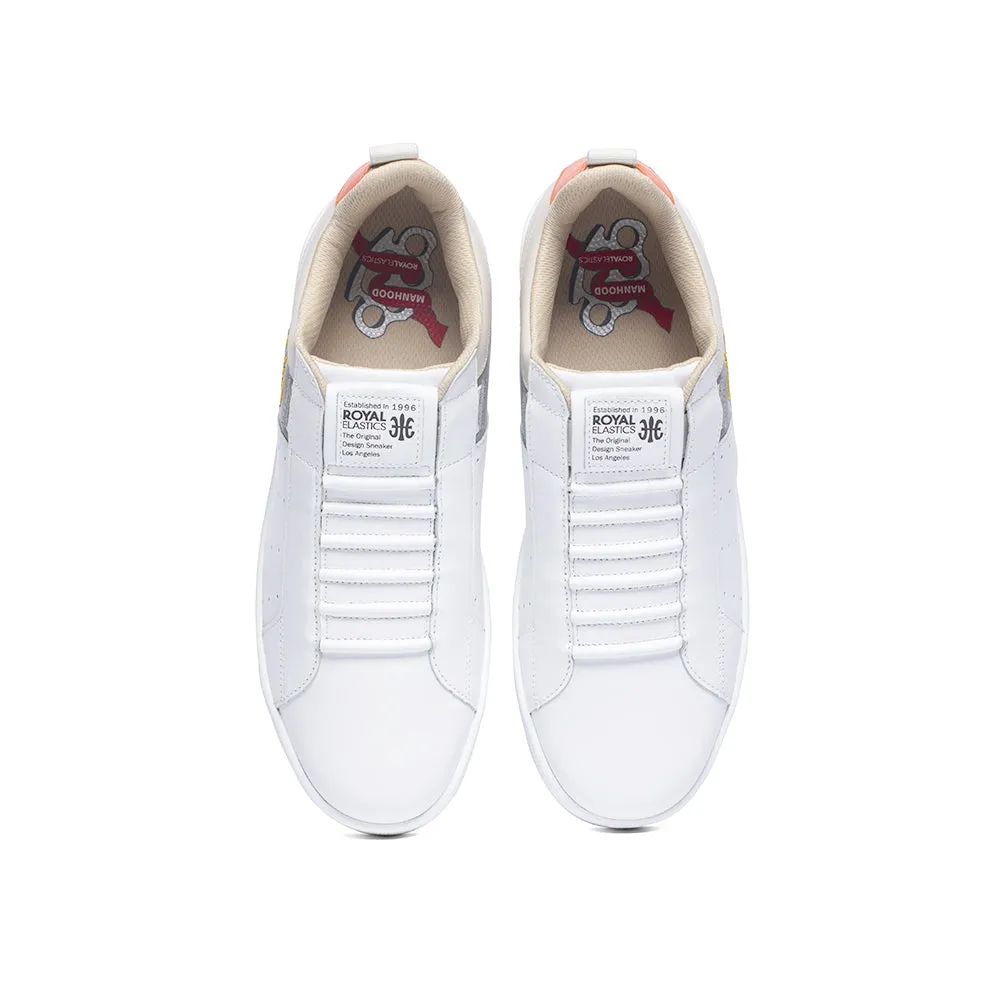 Men's Icon Manhood White Gray Cream Leather Sneakers 02094-082