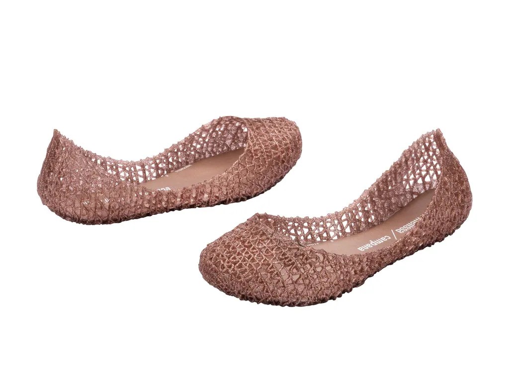 Mini Melissa Campana Papel Rose Glitter Ballerinas For Kids