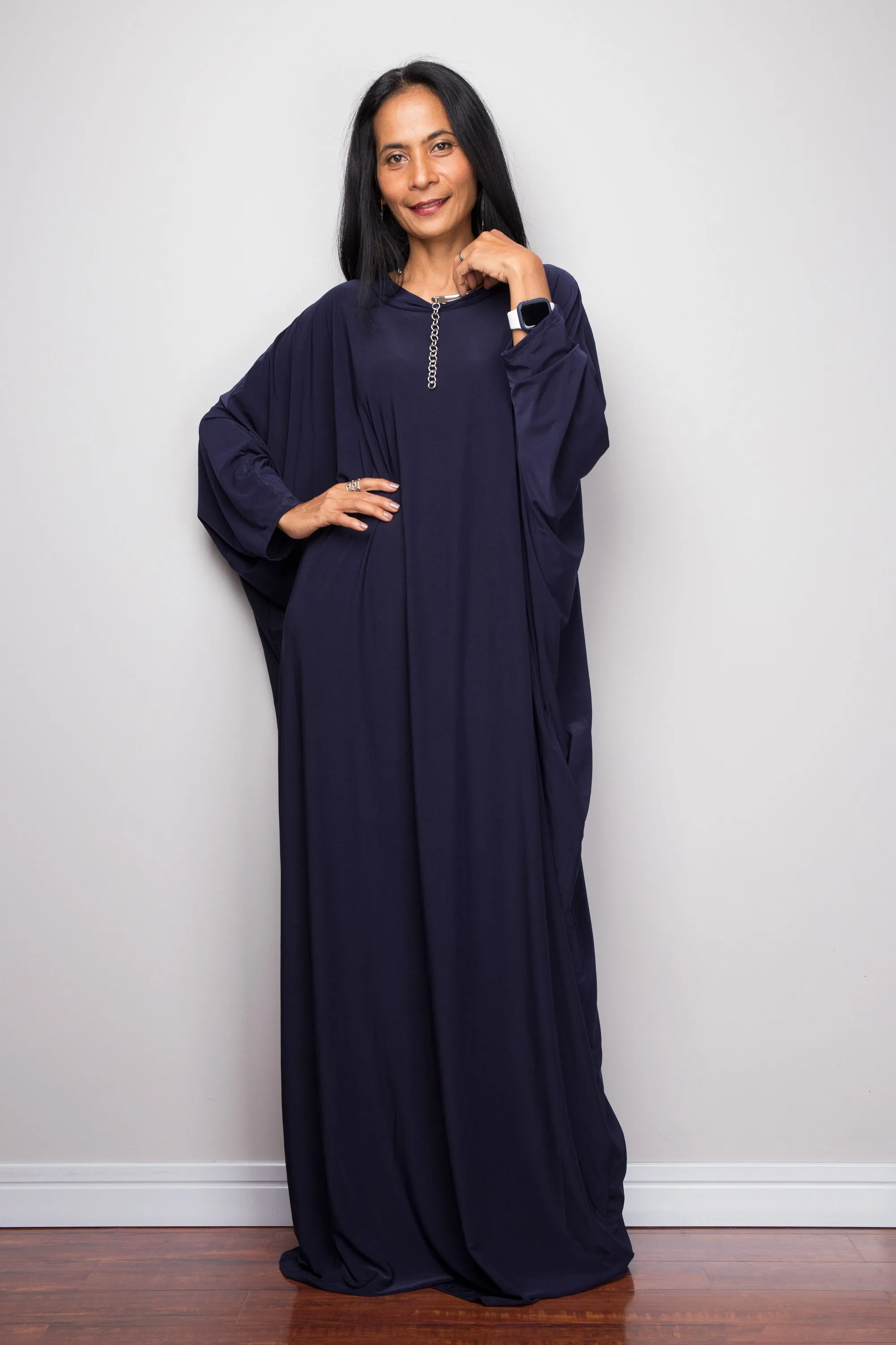 Navy Blue Modest Kaftan Dress