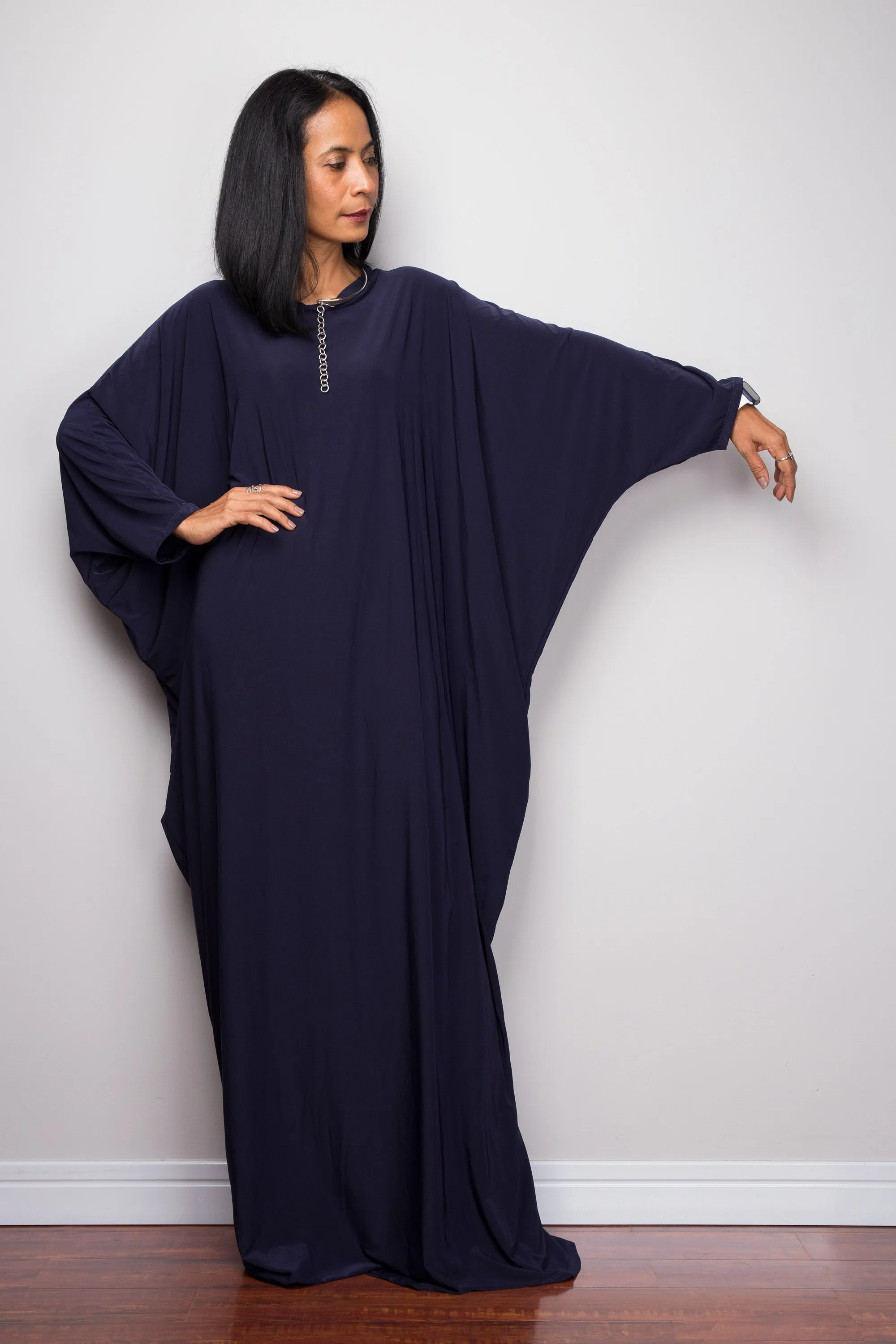 Navy Blue Modest Kaftan Dress