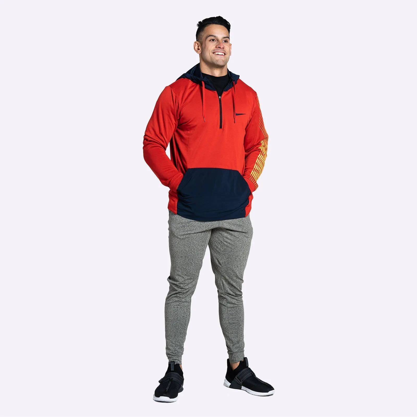 Nike - Dri-FIT Men's Fleece Training Hoodie - Mystic Red/Obsidian/Obsidian