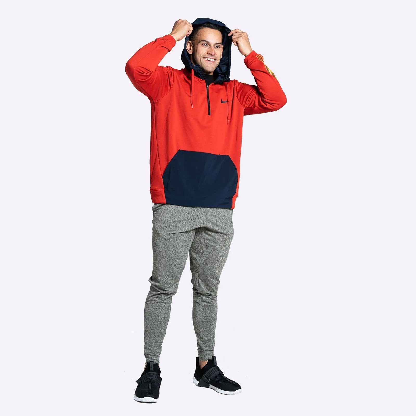 Nike - Dri-FIT Men's Fleece Training Hoodie - Mystic Red/Obsidian/Obsidian