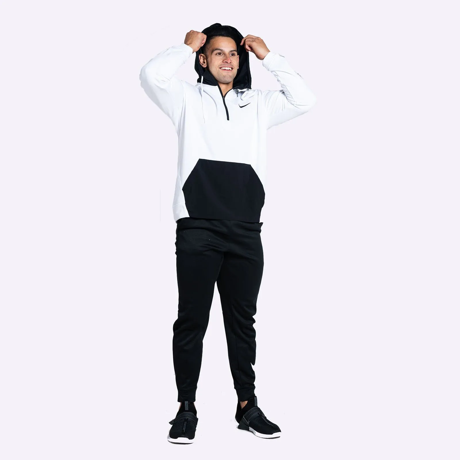 Nike - Dri-FIT Men's Fleece Training Hoodie - White/Black/Black