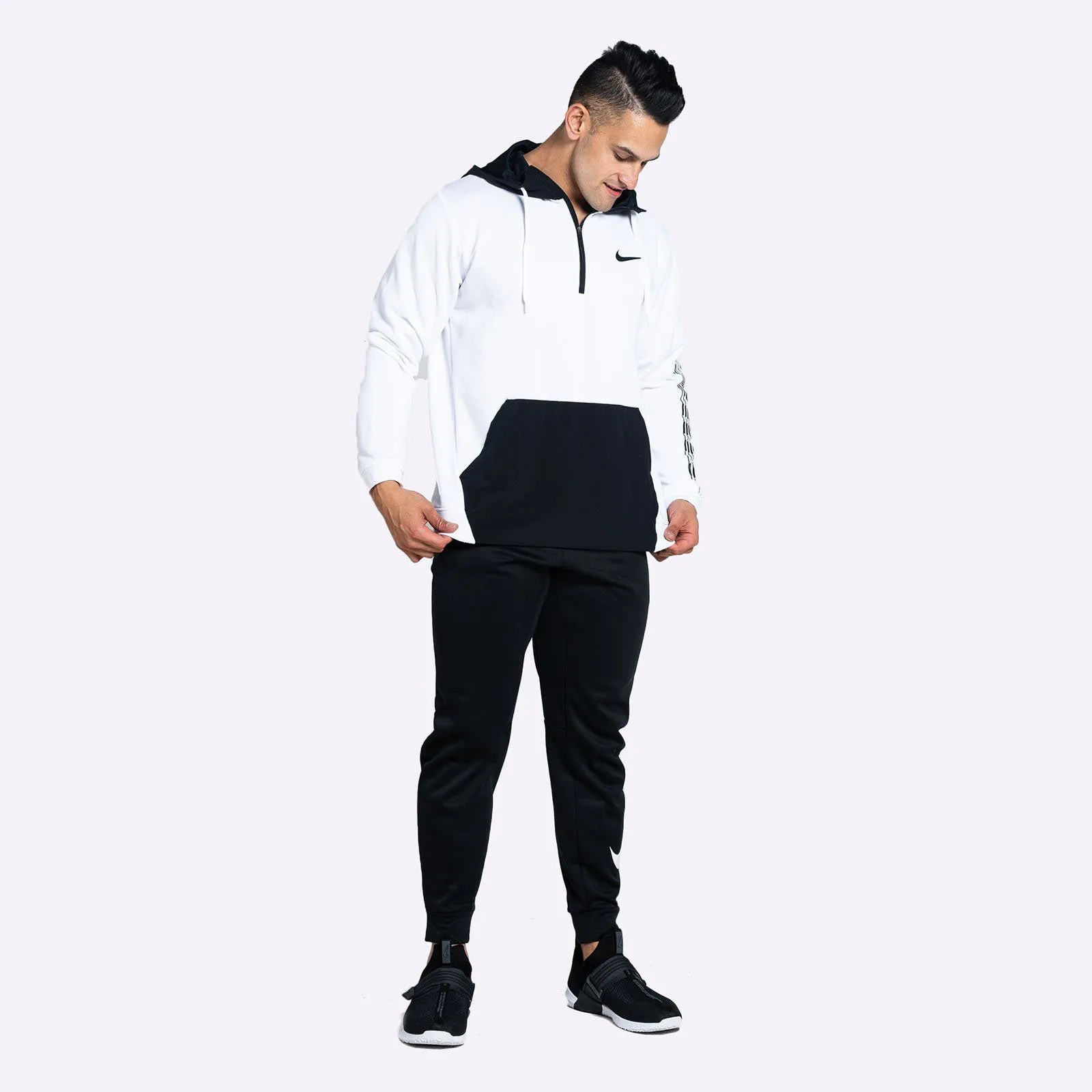 Nike - Dri-FIT Men's Fleece Training Hoodie - White/Black/Black