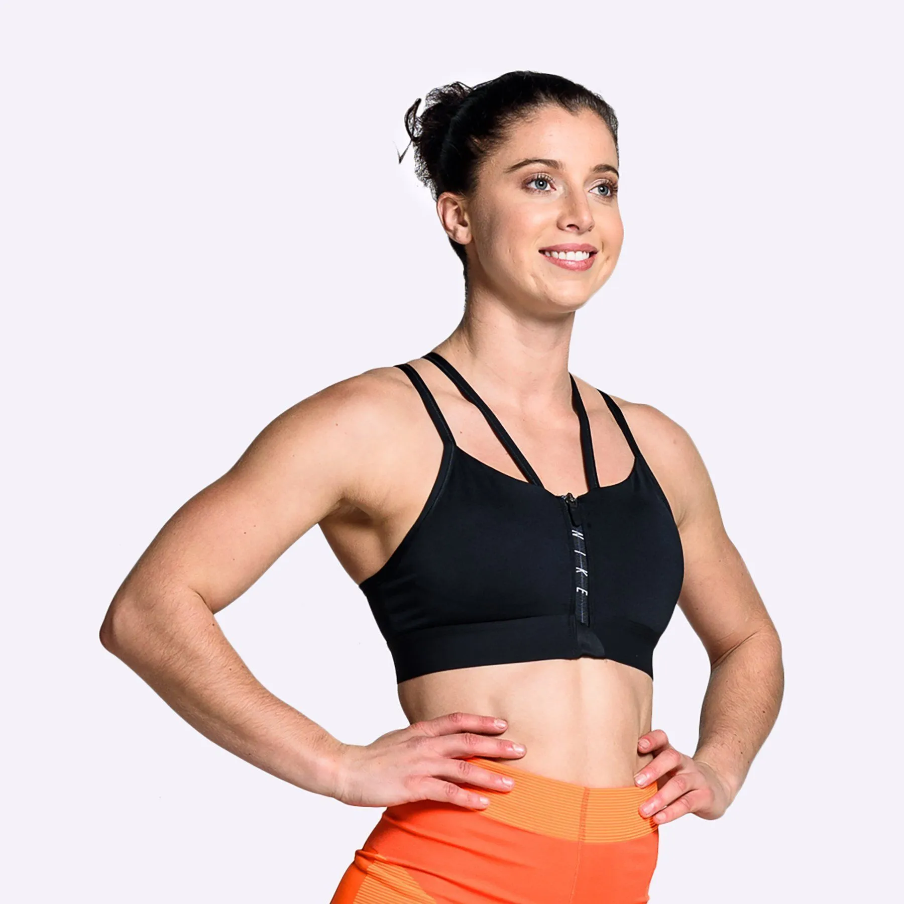 Nike Indy - Women's Zip Light Support Sports Bra - Black/Black/White