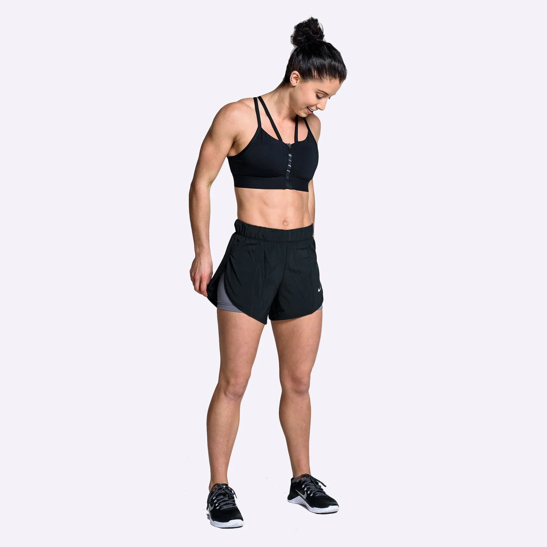 Nike Indy - Women's Zip Light Support Sports Bra - Black/Black/White