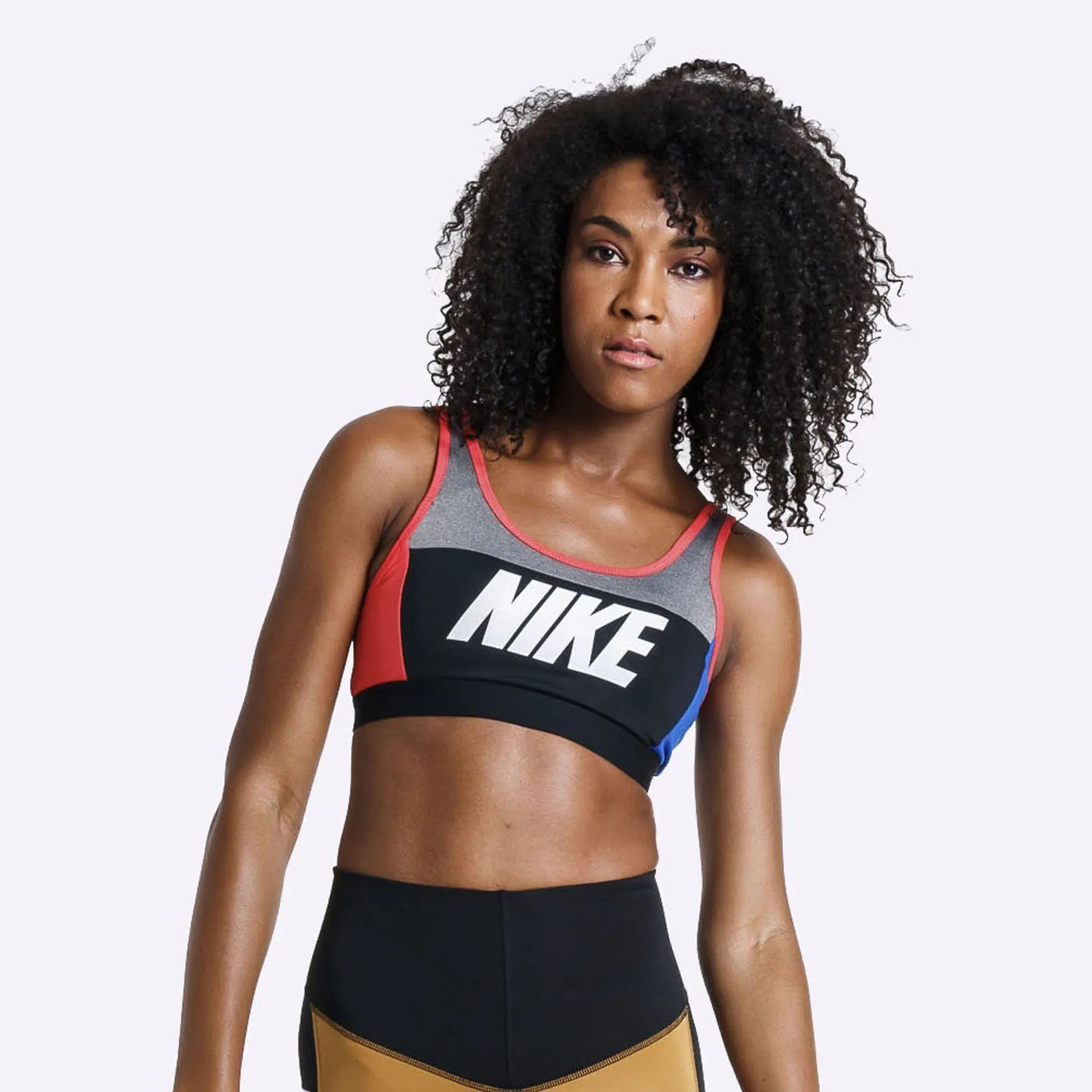 Nike Sport - Women's Distort Classic Medium Support Bra - Carbon Heather/Game Royal/White