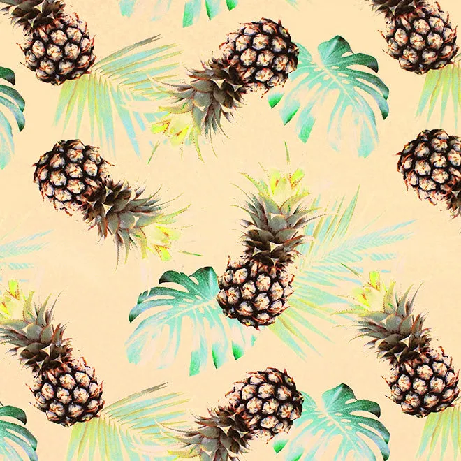 Polaroid Pineapples Printed Spandex Fabric | Blue Moon Fabrics