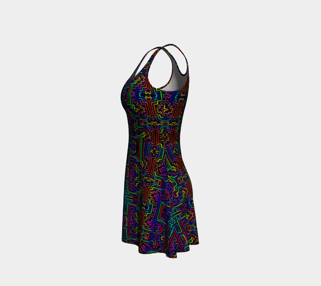 Prismatic Overlay Flare Dress