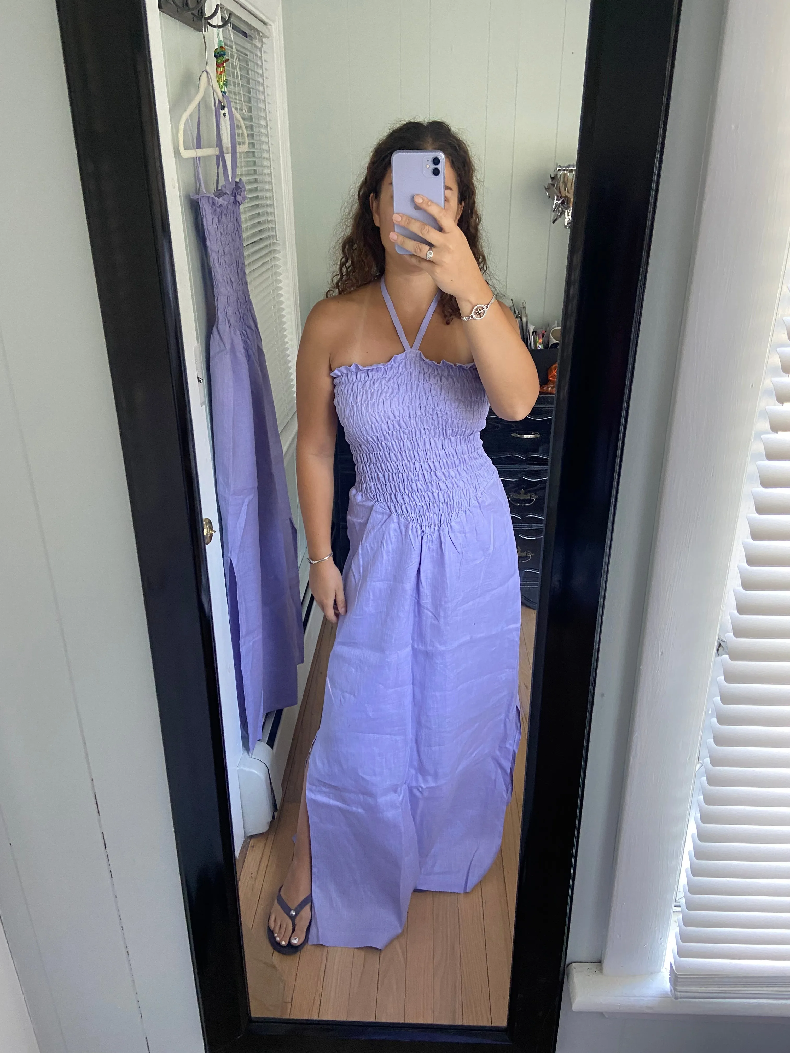 Purple Long Dress with Elastic Top