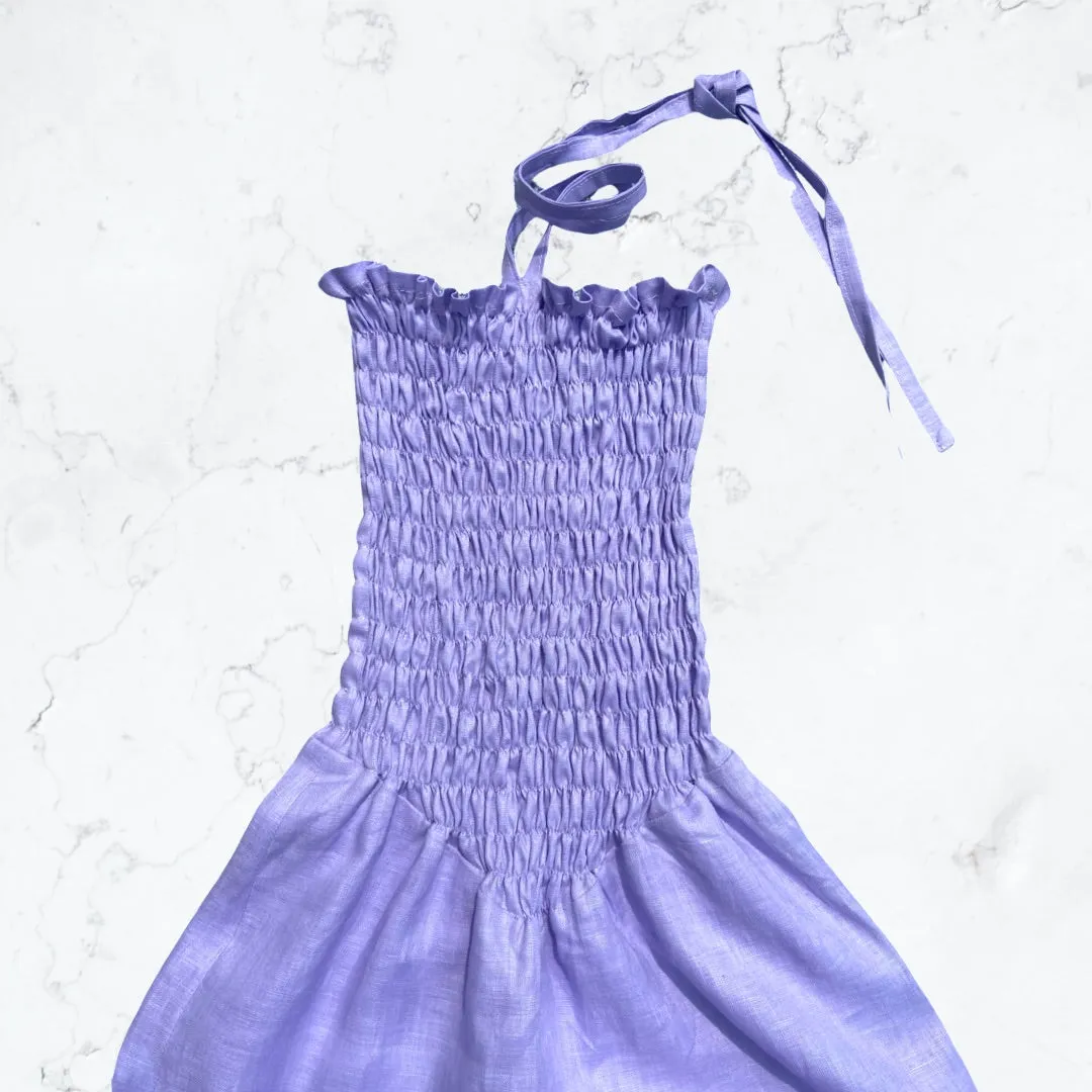 Purple Long Dress with Elastic Top