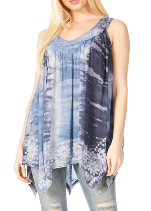 Sakkas Ligia Women's Sleeveless Tie Dye Tank Top: Classic Casual Loose Fit for Summer