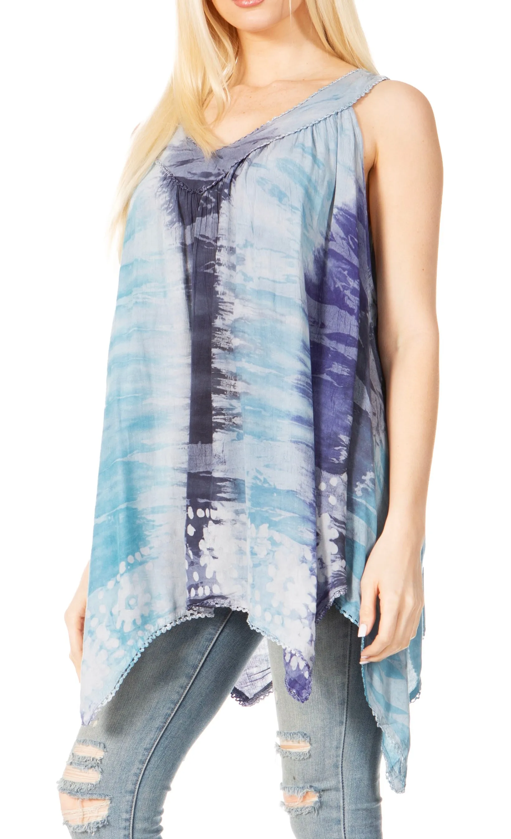 Sakkas Ligia Women's Sleeveless Tie Dye Tank Top: Classic Casual Loose Fit for Summer