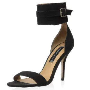 Steven Madden Black suede wide ankle strap sandal