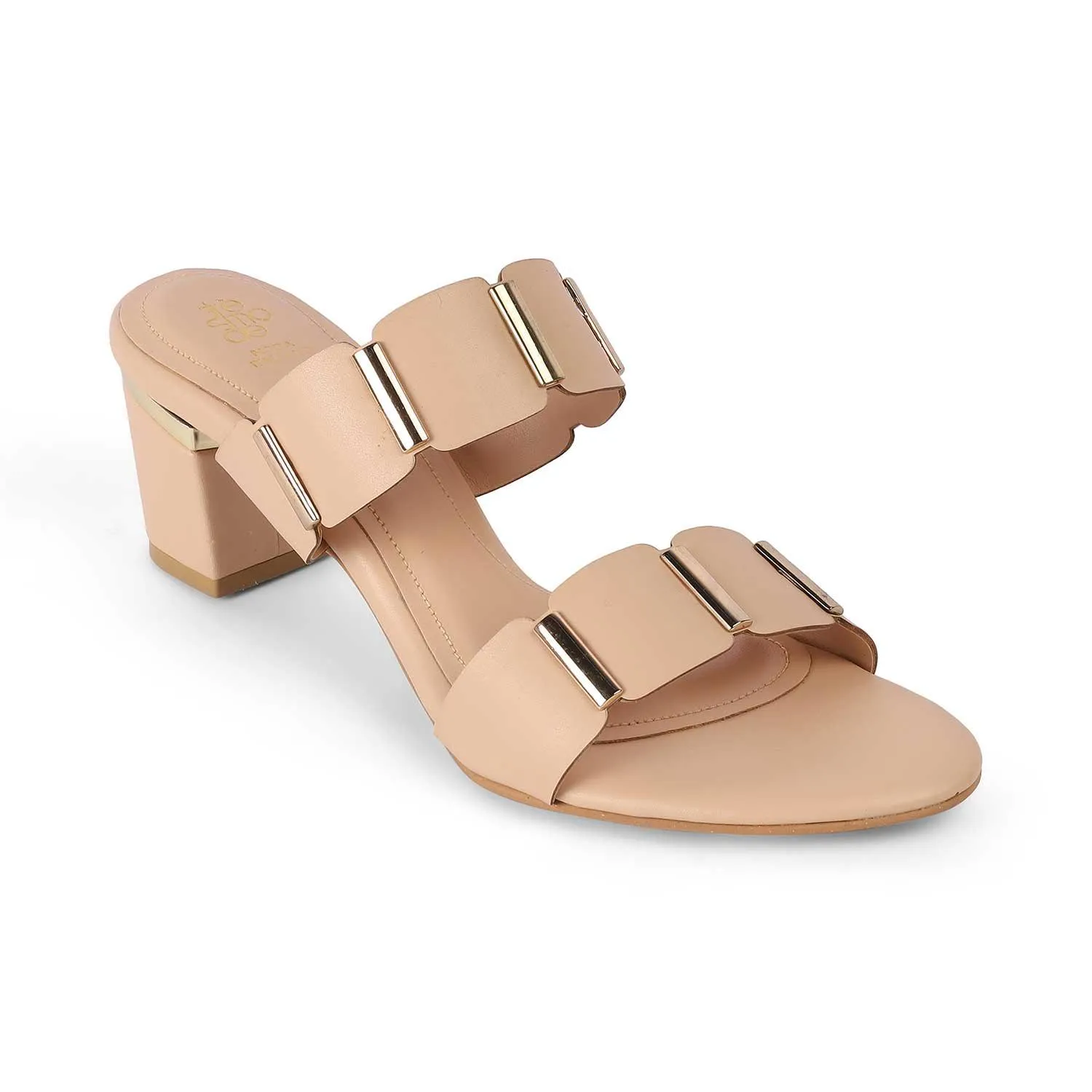 Tresmode Valer Beige Women's Dress Block Heel Sandals