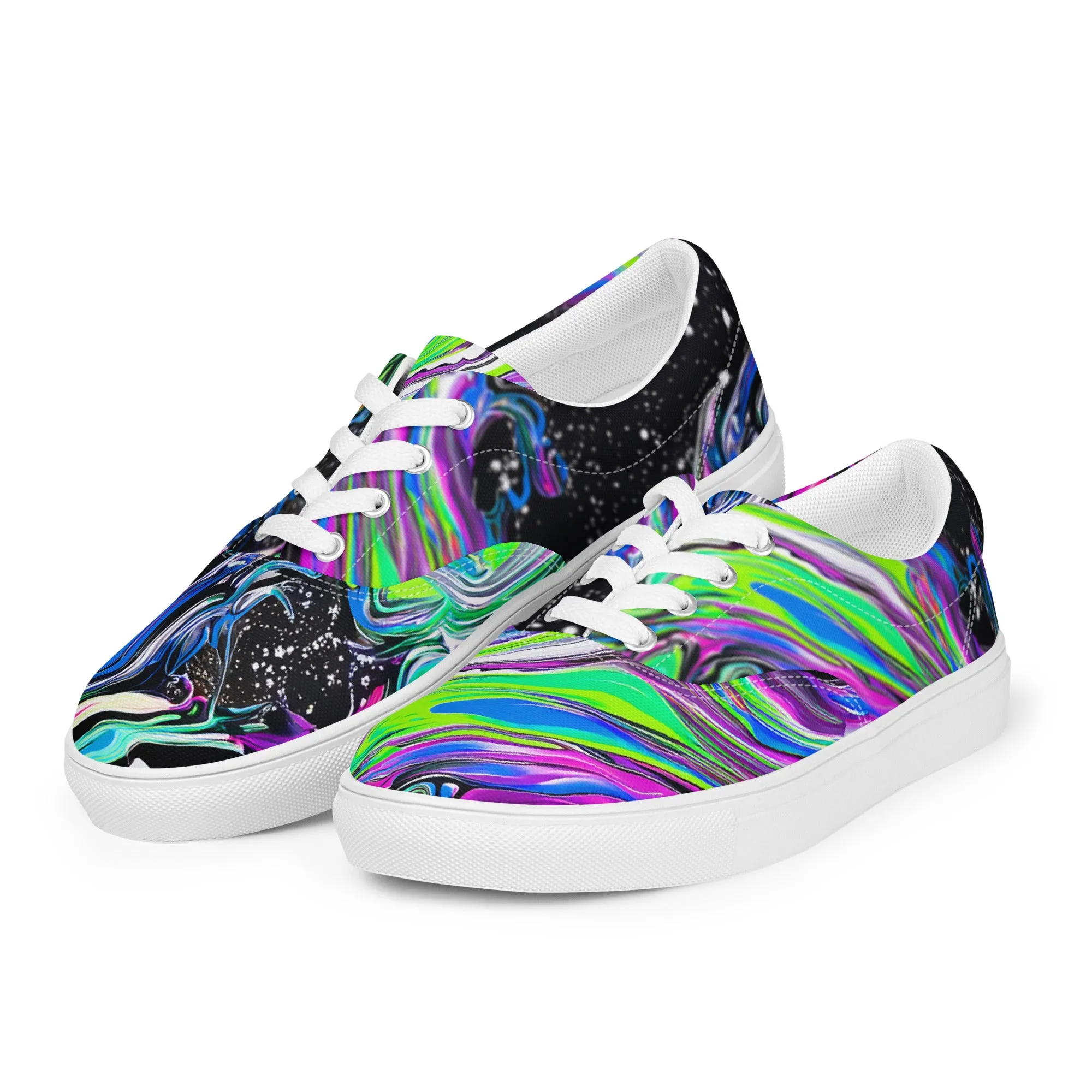 Trippy Color Swirls Women’s lace-up canvas shoes