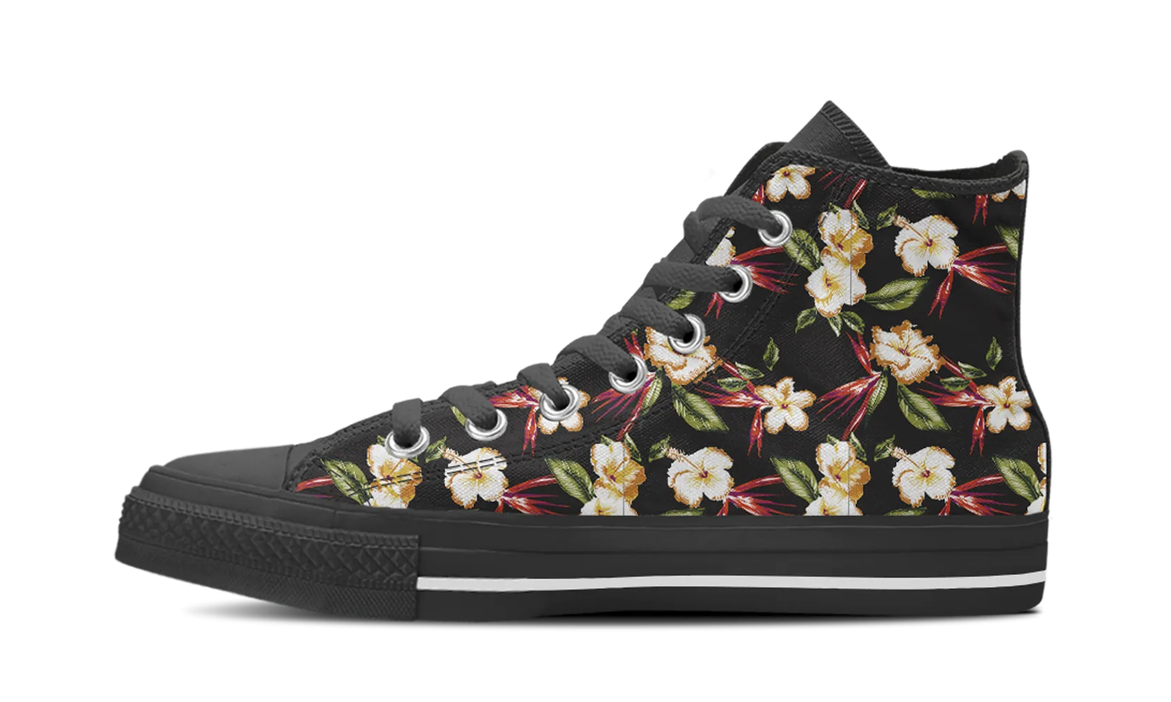 TROPICAL FLOWERS HIGH-TOP SHOES MEN (BLACK) - FREE SHIPPING WORLDWIDE