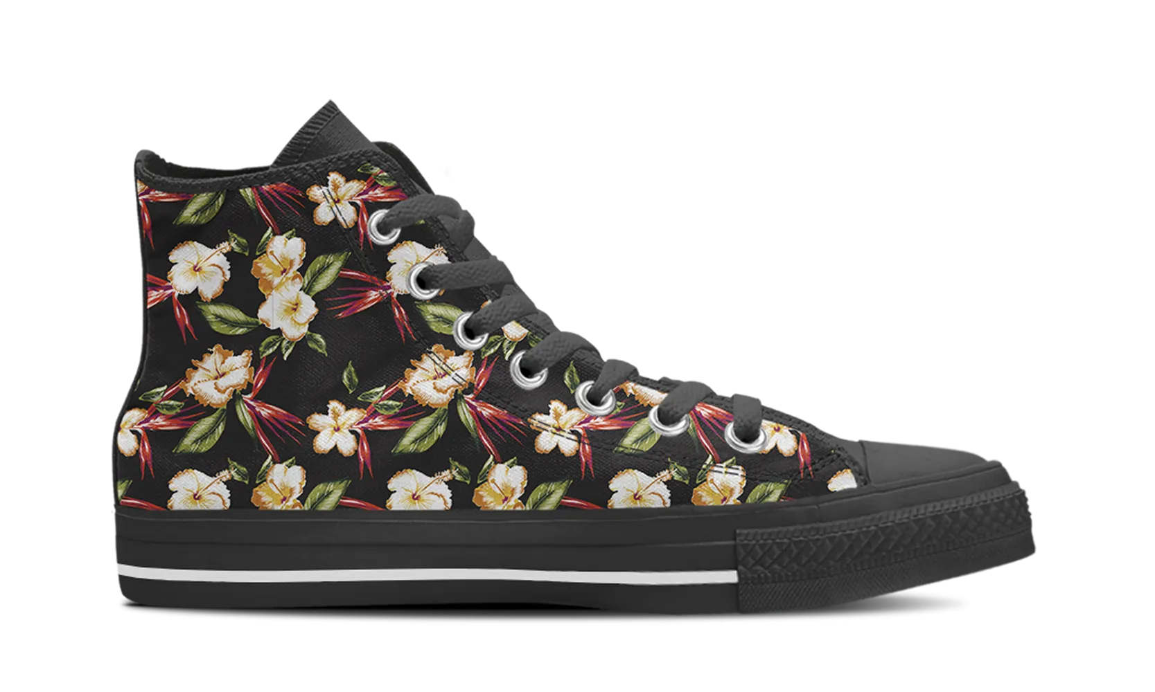 TROPICAL FLOWERS HIGH-TOP SHOES MEN (BLACK) - FREE SHIPPING WORLDWIDE