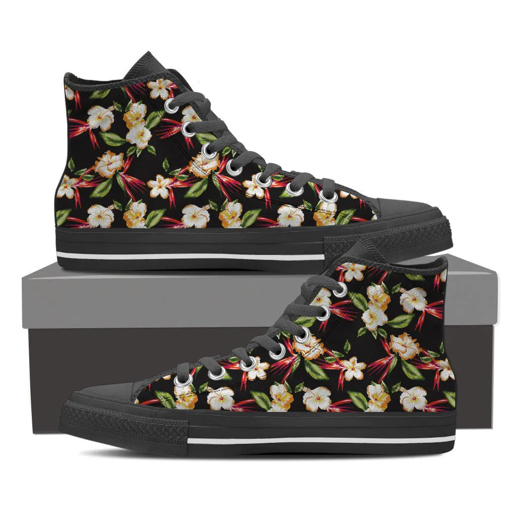 TROPICAL FLOWERS HIGH-TOP SHOES MEN (BLACK) - FREE SHIPPING WORLDWIDE