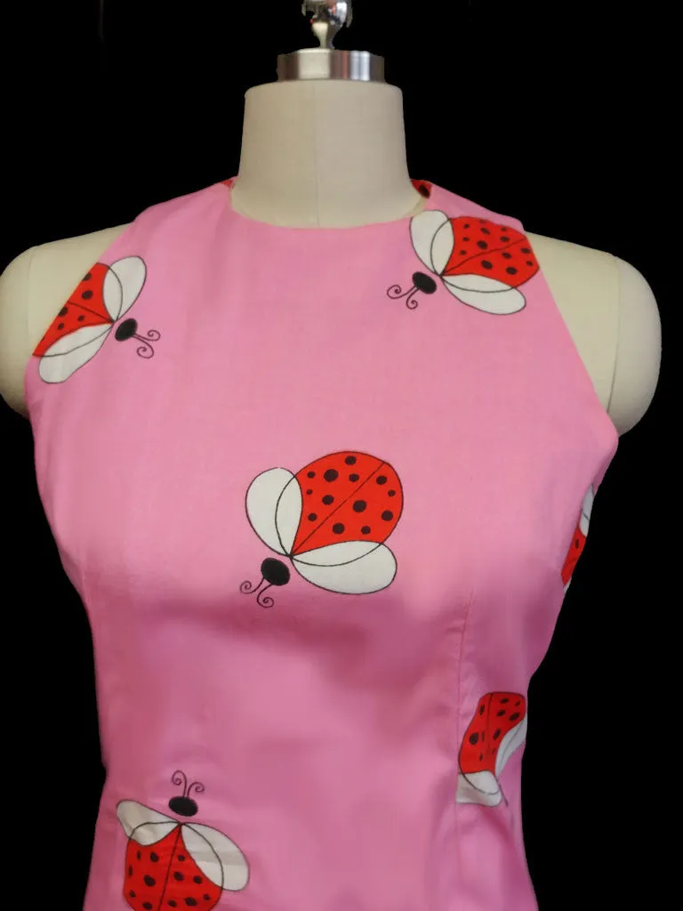 *VINTAGE 60s ADORABLE LADY BUG DRESS WITH METAL ZIPPER