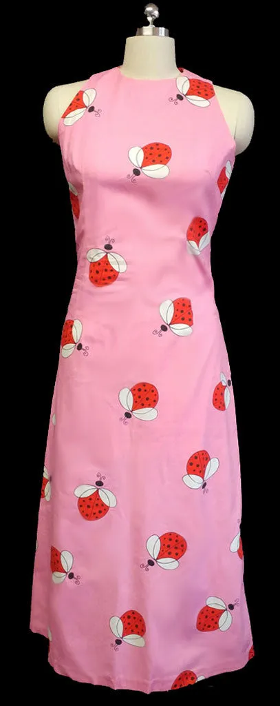 *VINTAGE 60s ADORABLE LADY BUG DRESS WITH METAL ZIPPER