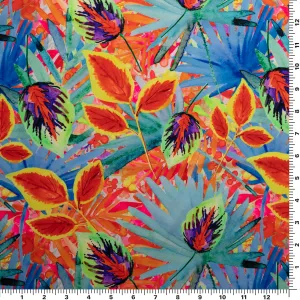 Watercolored Tropical Palms Printed Spandex Fabric | Blue Moon Fabrics