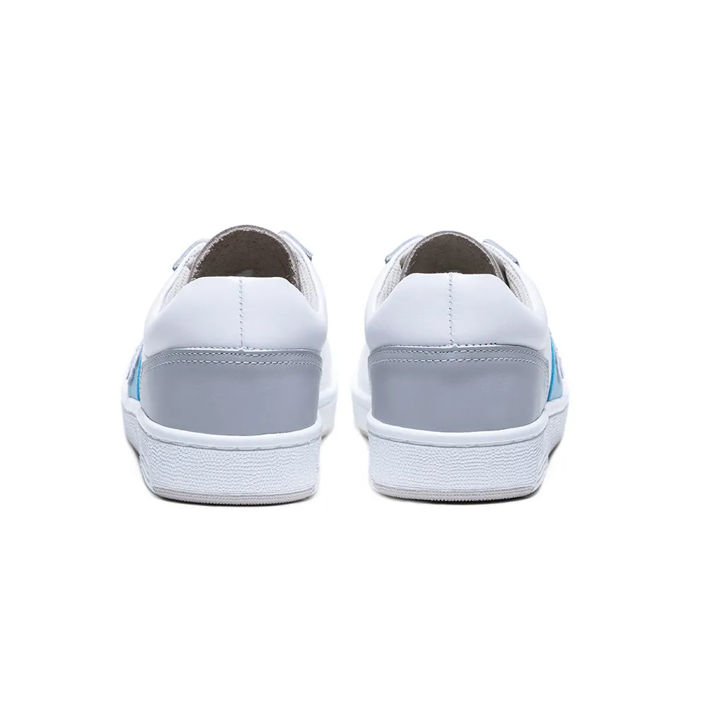 Women's Dreamer White Blue Logo Leather Sneakers 98121-015