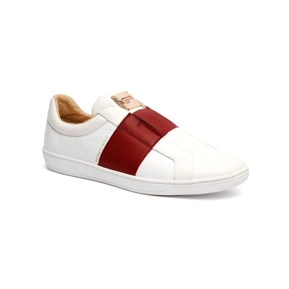 Women's Duke Straight White Red Leather Sneakers 90584-001