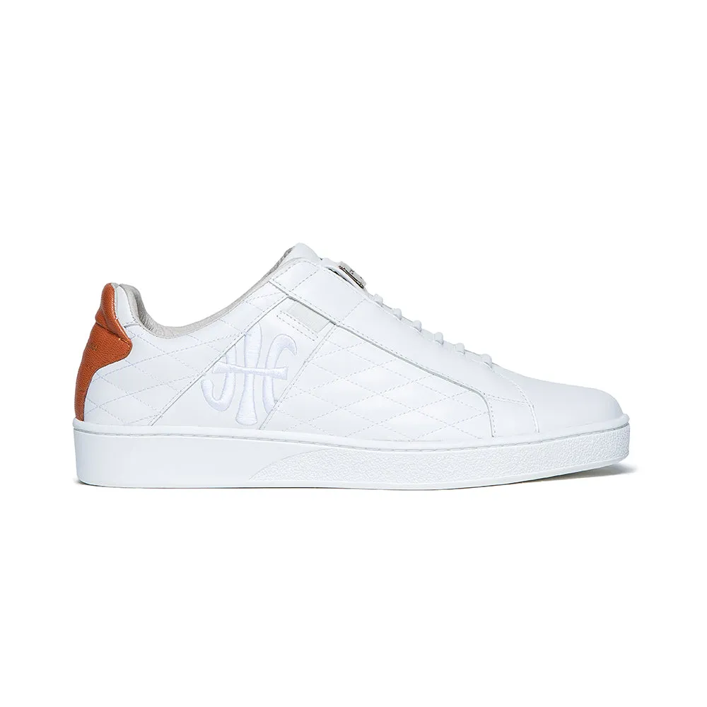 Women's Icon Lux White Orange Leather Sneakers 92511-002