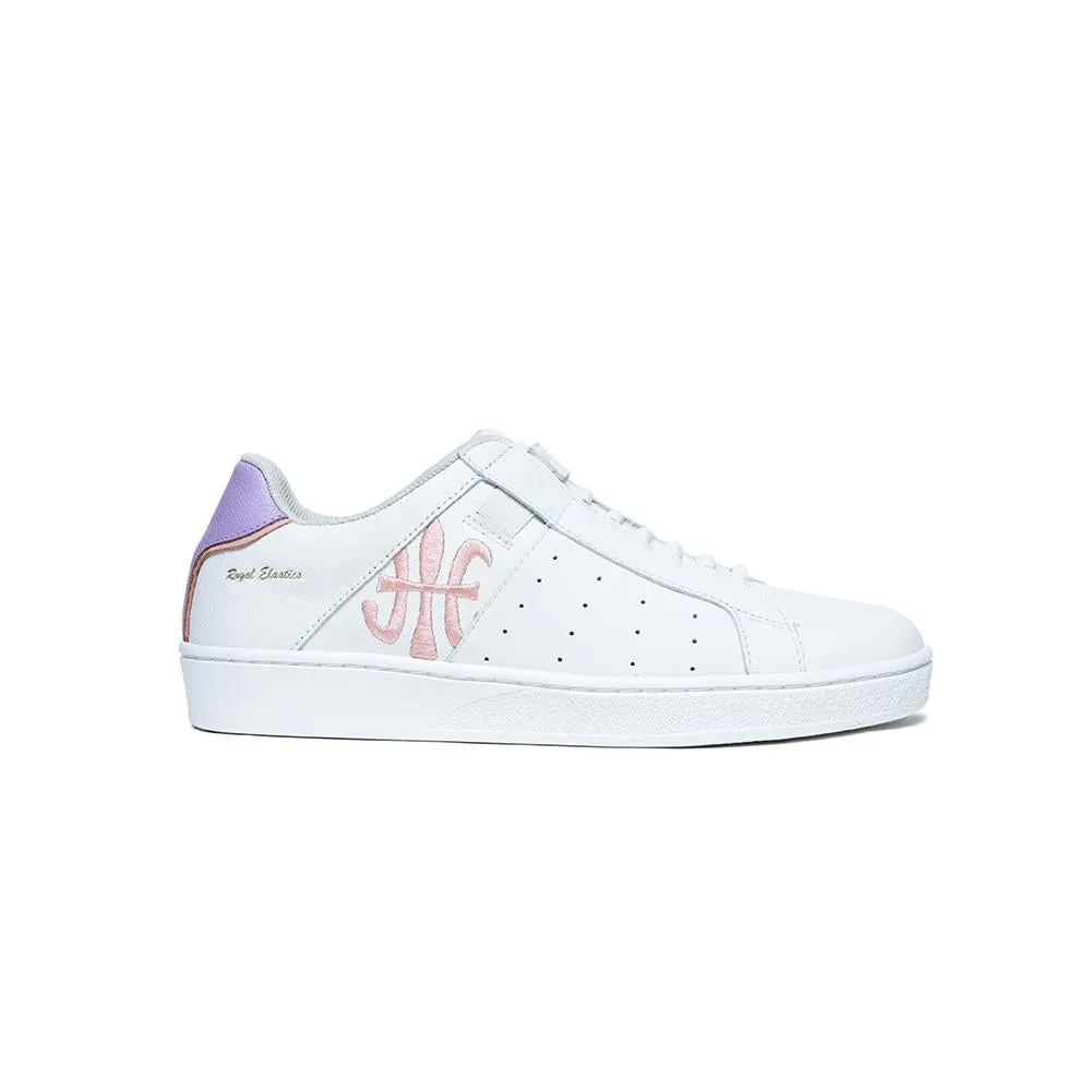 Women's Icon White Pink Purple Logo Leather Sneakers 91913-016