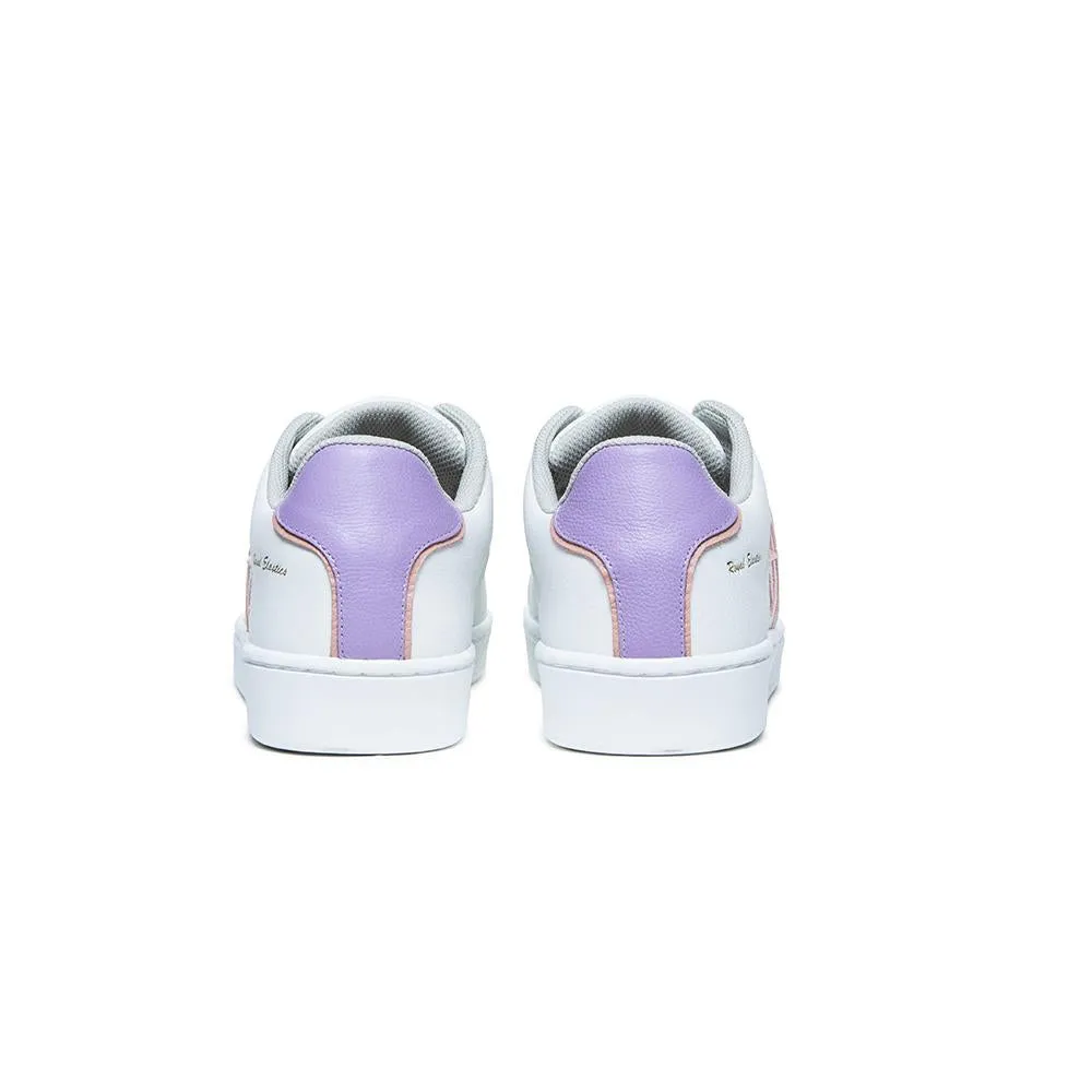 Women's Icon White Pink Purple Logo Leather Sneakers 91913-016