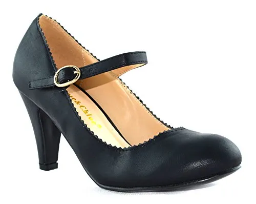 Women's Kimmy-38 Jagged Edge Vintage Mary Jane Strap Pump Heel